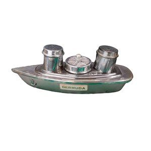 Vintage Ship Boat Salt Pepper Shaker Mustard Bermuda Condiment Caddy Art…
